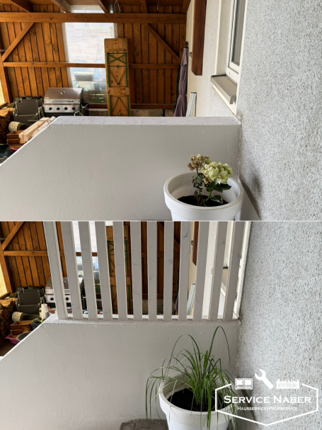 Vergleich Fertig montierter Deko-Sichtschutz-Zaun im Außenbereich einer Immobilie